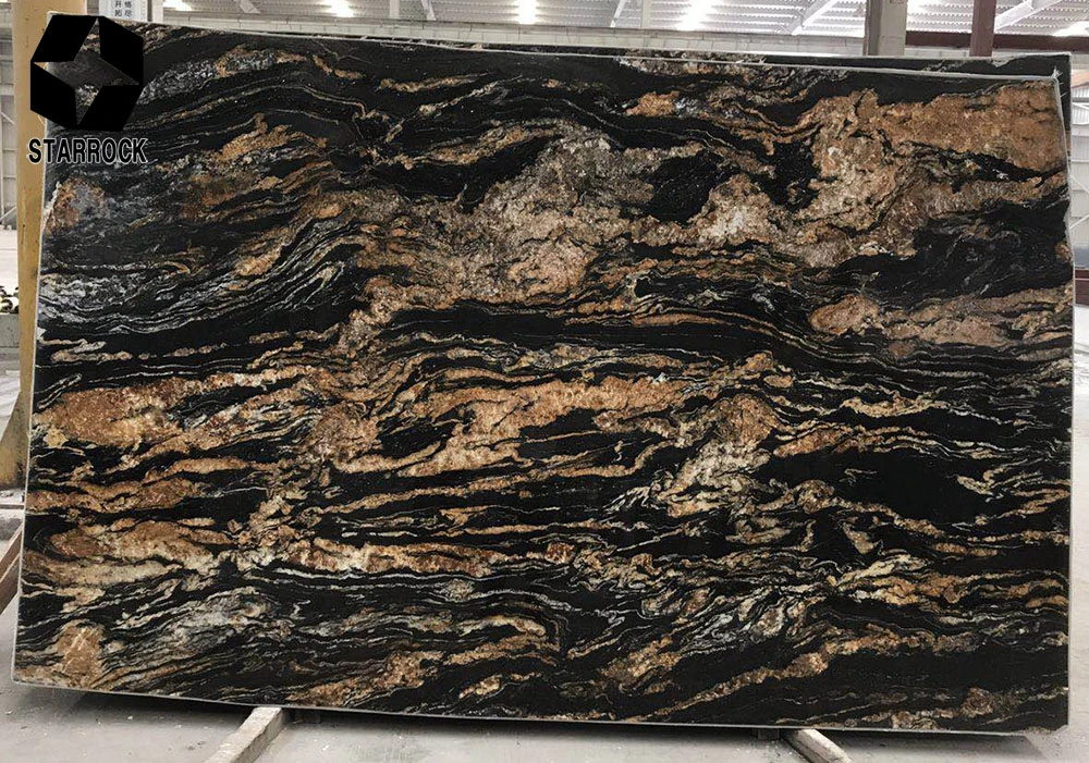 Angola Luxury Stone Black Marble with Golden Dragon Veins Natural Marble for Big Slab