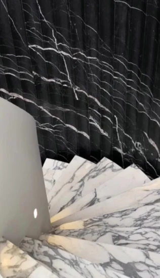 나선형 계단 벽 욕실 타일을 위한 천연석 Nero Marquina 검은 대리석